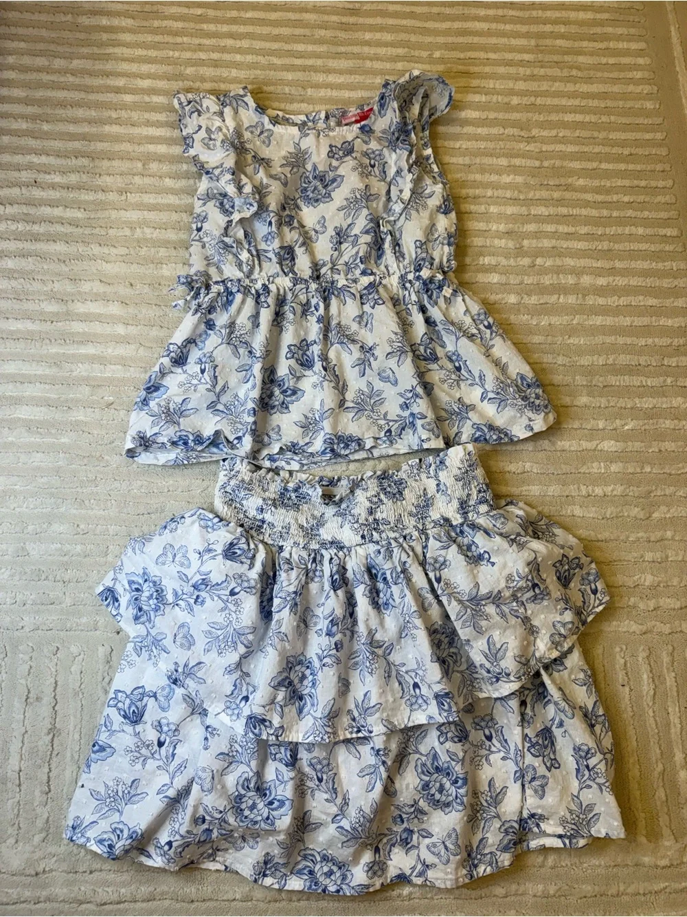 Penelope Mack White and Blue Floral Girls Matching Set